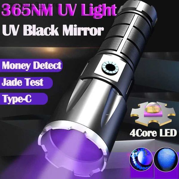Torches Lampe de poche UV 365nm avec filtre XHP50 LED 26650 torche de lumière noire rechargeable pour la résine durcissant la recherche d'urine d'animal de compagnie de Scorpion Q231130