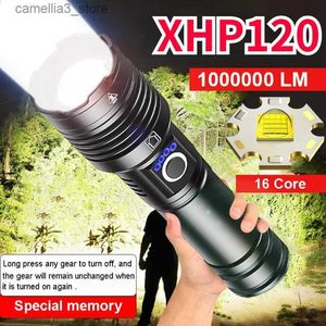 Torches 99000000LM XHP200 lampe de poche LED haute puissance type-c USB Rechargeable extérieure étanche lumière tactique 18650 Zoom vélo torche 100W Q231016