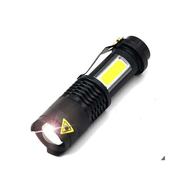 Torches Brelong Cob LED Lampe de poche Super Bright 4 Modes Mini Handheld Imperping Pocket Pocket Light Focus Advable Drop Deliver Lights Dhcml