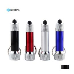 Torches Brelong Portable 5 LED Mini Flashlight Light Torch Aluminium Keychain Keyring Chain Blue Red Sier Black Drop Delivery Lights L DHL4Z