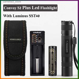 Zaklampen Convoy S2 Plus met Luminus SST40 LED draagbare SMO-zaklamp voor buiten kamperen Fietsen Verlichting Hard licht Lantaarn Zaklampen Q231013