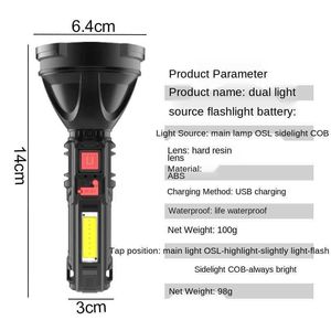 Torches zaklampen OSL Cob Torch kleine LED -zaklamp Heldere oplaadbare sleutelhanger mini 4 lichtmodi Outdoor Portable Pocket L221014