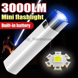 Torches Éblouissement Mini lampe de poche Simple petite torche Portable Super lumineux Mini torche domestique USB Reacharge extérieure LED forte lanterne HKD230902