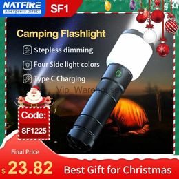 Torches NATFIRE lampe de poche rechargeable extérieure LED avec lampe de camping lampe de poche 4 couleurs 2 en 1 lampes de poche lumineuses puissantes portables SF1 HKD230901