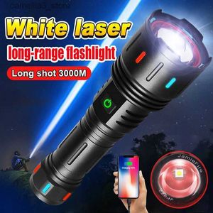 Torches La plus récente lampe de poche Laser blanche Super puissante 6800LM lampe torche Rechargeable XHP90.2 lampe de poche LED haute puissance lanterne tactique Q231130