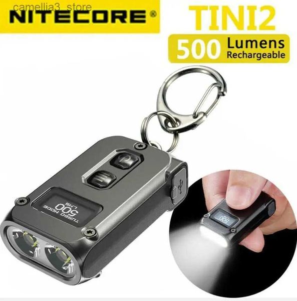 Antorchas Nitecore TINI2 TINI 2 500 lúmenes OLED Llavero Linterna Inteligente Dual-Core APC Tecnología de suspensión Luz con USB Tipo-C Carga Q231013