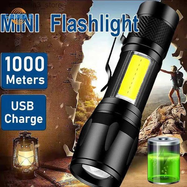 Antorchas Linterna LED con zoom recargable portátil XP-G Q5 Luz de flash Antorcha Linterna 3 modos de iluminación Luz de camping Mini linterna LED Q231130