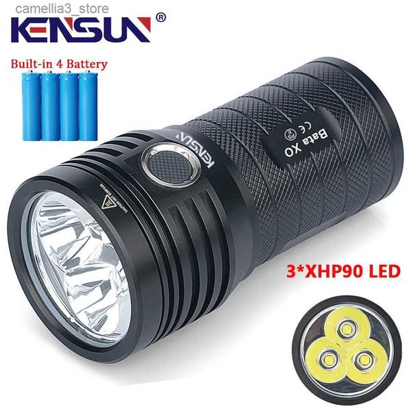 Antorchas Potente 3 * XHP90 LED Linterna Bloqueo de seguridad Alto lumen Recargable Antorcha táctica Linterna de mano para acampar Senderismo Q231130