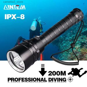 Torches Puissante lampe de poche de plongée LED Super 8000LM T6/L2 torche sous-marine professionnelle IP8 lampe étanche utilisant 18650 batterie Q231013