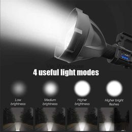 Torches Puissante lampe de poche LED Portable XHP70.2 torche USB projecteur rechargeable projecteur étanche avec base lanterne de pêche HKD230903