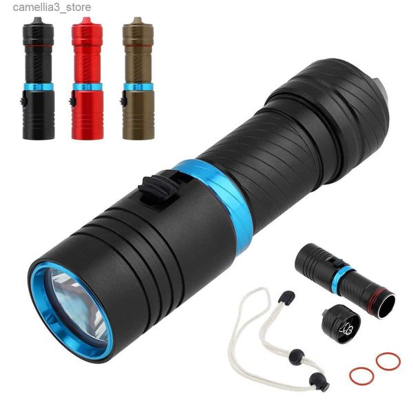 Antorchas Profesional XM L2 LED Linterna de buceo Antorchas IPX8 Impermeable bajo el agua 100M Antorcha de buceo Luz de flash Interruptor magnético 18650 Q231130