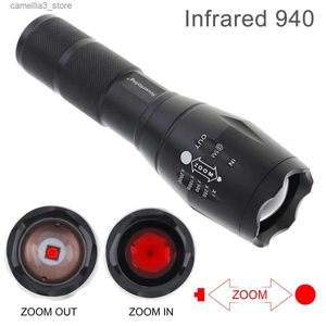 Torches SecurityIng 940nm IR lampe de poche Zoomable infrarouge lumière LED torche Vision nocturne chasse lampe de poche longueur focale réglable Q231130