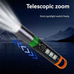 Torches Superbright lampe de poche LED COB lumières latérales USB torche rechargeable extérieur ménage éclairage portable lanterne de camping avec crochet HKD230903