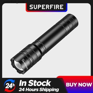 Zaklampen SUPERFIRE S3 Beste Mini EDC 18650 zaklamp 5 modi Lichte draagbare zaklamp met zoombare camping Lanterna Lichaam van aluminiumlegering Q231013