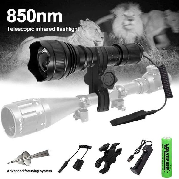 Torches T21 IR 850nm lampe de poche de Vision nocturne tactique IR 940nm illuminateur de rayonnement infrarouge Zoomable IPX65 lanterne de chasse étanche Q231130