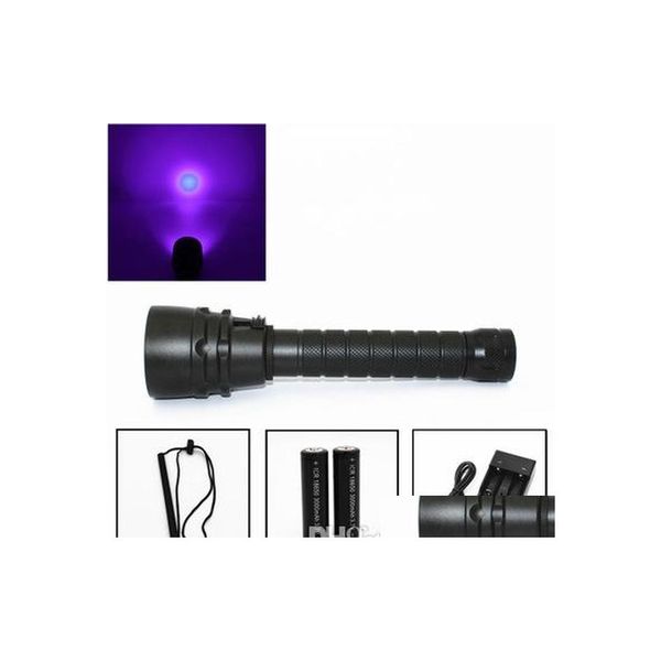 Torches Uv 5X Led Lampe de Poche de Plongée Étanche Lampe Torche de Plongée 100M Sous-Marine Violet Traviolet Lampe Lanterne Drop Delivery Lights L Dhvrk