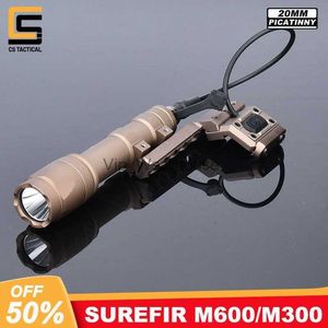 Torches Wadsn Surefir M600 M600C M300 Tactique Lampe avec Picatinny Rail Offset Mount et Modbutton Switch AirSoft Accessoires HKD230901