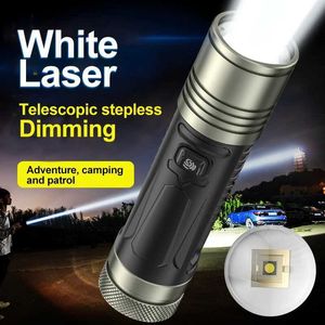 Torches Lampe de poche laser blanche lumière LED très brillante 26650 torche rechargeable type-c 1000LM avec interface de sortie d'indicateur de puissance Q231130