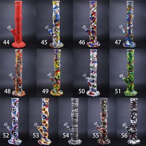 Verres de tornade de narguilés 14 pouces bong en silicone bongs à tube droit colorés avec bol pour eau en verre