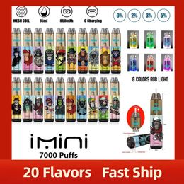 Nieuwste iMini 7000Puffs io wegwerp e-sigaret 15 ml 850 mAh batterij mesh mesh spoel luchtstroom pods voorgevuld dampstick apparaat ec draagbare daporizer kit Polen Frankrijk