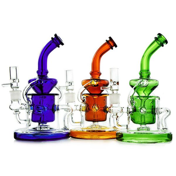 Tornado Recycler Dab Plates-formes pétrolières Pommeau de douche Perc Conduites d'eau Klein Recycler Bongs en verre Base lourde Plate-forme pétrolière Fumer WP308