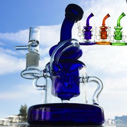 Tornado Recycler Hookahs Dab Oil Rig 24 cm de altura Klein Recyler Bong de vidrio Showehead Perc Bongs Base pesada 14,5 mm Tubos de agua con junta hembra 4 mm de espesor