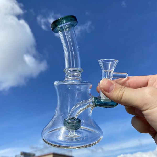 Bécher Bongs d'eau Narguilés Tuyau d'eau en verre Heady Dab Rigs barboteur Glow In The Dark Bong Fumée avec bol de 14 mm 6,3 pouces