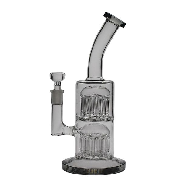 SAML Hookahs CRISTAL 10-11 pulgadas de alto DOBLE MICRO 13 A 13 brazos árboles bong percolador conectado con la plataforma de dab de vidrio inferior Tamaño de la junta 14.4 mm PG3014