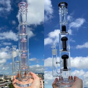Heady Recycler Bubbler Glass Bongs Hookahs Diffuse dubbele armboom PERC Waterpijp DAB Rig met 18 mm komverbinding