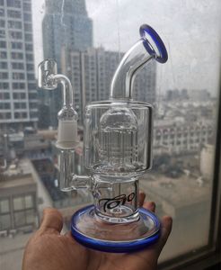 TORO Petit 7,9 pouces d'épaisseur Bong recycleur Bongs en verre Narguilé Bras Arbre Perc Pipe à eau Plates-formes pétrolières avec banger 14 mm joint