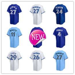 Toronto Custom Blue Jays Baseball Jerseys 93 Yimi Garcia 34 Kevin Gausman 57 Chad Green 16 Yusei Kikuchi 58 Tim Mayza 46 Wes Parsons 24 Nate Pearson