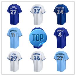 Toronto Custom Blue Jays Baseball Jerseys Joe Carter Bo Bichette Vladimir Guerrero Jr. George Springer Kevin Kiermaier Jose Berrios Cavan Biggio A