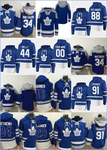 Sweat à capuche Maple Leafs de Toronto 34 Matthews 88 44 Rielly 91 Tavares 16 Marner 29 Nylander Maillots de hockey personnalisés Hommes Femmes Jeunes