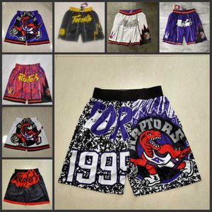 Toronto''Raptors'Men Team Basketball shorts gewoon niet kort met zakken Zipper Wear Casual Pant Gym Beach Heatpants Justdon Hip Pop Elastische Stitch