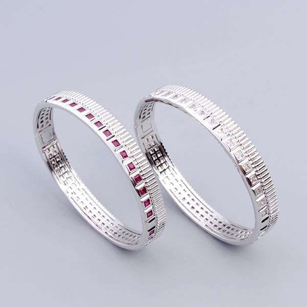 torque Cuadrado brazalete de diamantes pulsera de plata brazalete de diseñador Engranaje joyería femme conjunto Amor Mujeres Hombres pareja pulseras joyas cadenas regalos de fiesta boda de cobre