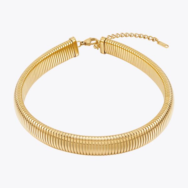 Torques En-Fashion TEXTURANT CHOKER Ajustement pour femmes Colliers en gros colliers Gold Collares Fashion Gift Party Bijoux P233384