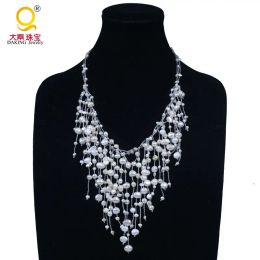 Couples Mode élégant véritable perle d'eau douce galaxie collier ciel étoilé collier cascade pendentif collier de mariage collier