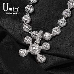 Couples Uwin UFO pendentif avec collier Drake 12mm rond Zircon broche réglage grand Zircon mode charme Hip Hop bijoux