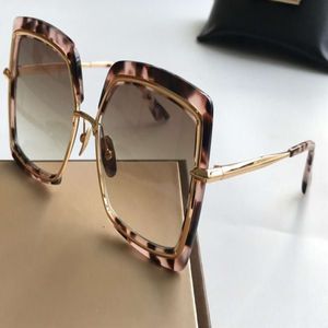 Schildpad Gouden Vierkante Zonnebril Bruin Gradiënt Lenzen 503 Zonnebril Vrouwen zonnebril Eyewear Nieuw met Box337Q