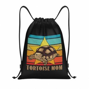 Tortoise Mom vintage Sulcata Tortoise Reptile Love Drawstring Sac Gym Sac chaud Léger D4TW #