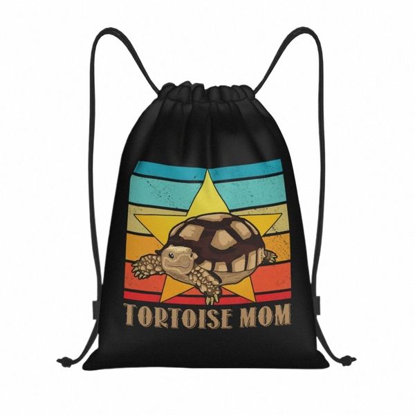 Tortuga Mamá Vintage Sulcata Tortuga Reptil Amor Bolsas con cordón Bolsa de gimnasio Caliente Ligero X4Xa #