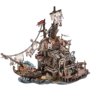 Tortuga Caribbean Pirates Bay Modelo Juguetes ensamblados a mano Juego de marea para adultos Rompecabezas tridimensional 3D Barco pirata Rompecabezas Manualidades Cumpleaños para adultos