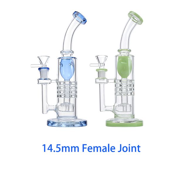 Vente en gros Torus Hookahs Ratchet Percolator Bongs En Verre Barrel Percolator Dab Oil Rigs Pommeau De Douche Inversé Verre Épais Bleu Vert Conduites D'eau Avec Bol