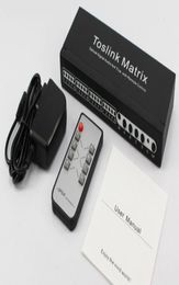 Toslink Matrix audiodistributie SPDIFTOSLINK Optische Digitale Audio 4x4 True Matrix met Afstandsbediening 4 in 4 uit toslink switc7400307