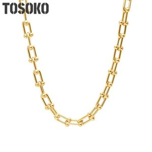 TOSOKO roestvrijstalen sieraden hoefijzer U-vormige ketting dames overdreven BSP674 220217260b