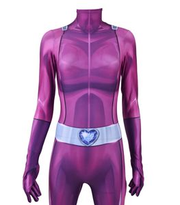 Totalement espionne les costumes de cosplay de Mandy Purple Mandy Adultes Kids Anime Clover Sam Alex Mandy Superhero BodySuit Halloween Zentai Suit