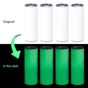 Totalmente dritto! Glow In The Dark Bicchiere 20oz Sublimazione Bicchieri Dritto Auto Tazza per Bevande Fredde Tazze per Rivestimento a Trasferimento di Calore per Halloween