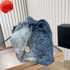 draagtas 22 zwarte denim grote boodschappentassen Tote Travel Designer Woman Sling Body Bag Duurste handtas met zilveren ketting Gabl