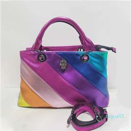 Bolso de mano Bolso de mano de gran capacidad con diamantes artificiales, bolso de contraste de Color con empalme iridiscente, bolso arcoíris