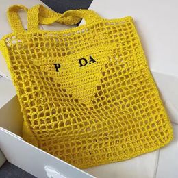 Tote Bag Designer tas Strozak strandtas Mode Mesh Hol Geweven voor de zomer Strozak Zwarte abrikoos geweven zomertas Vakantietas Boodschappentas met grote capaciteit88